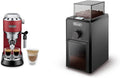 DELONGHI broyeur, 120 g, Rouge/Noir, Dedica Style, Machine expresso pour préparer des boissons café et lactées
