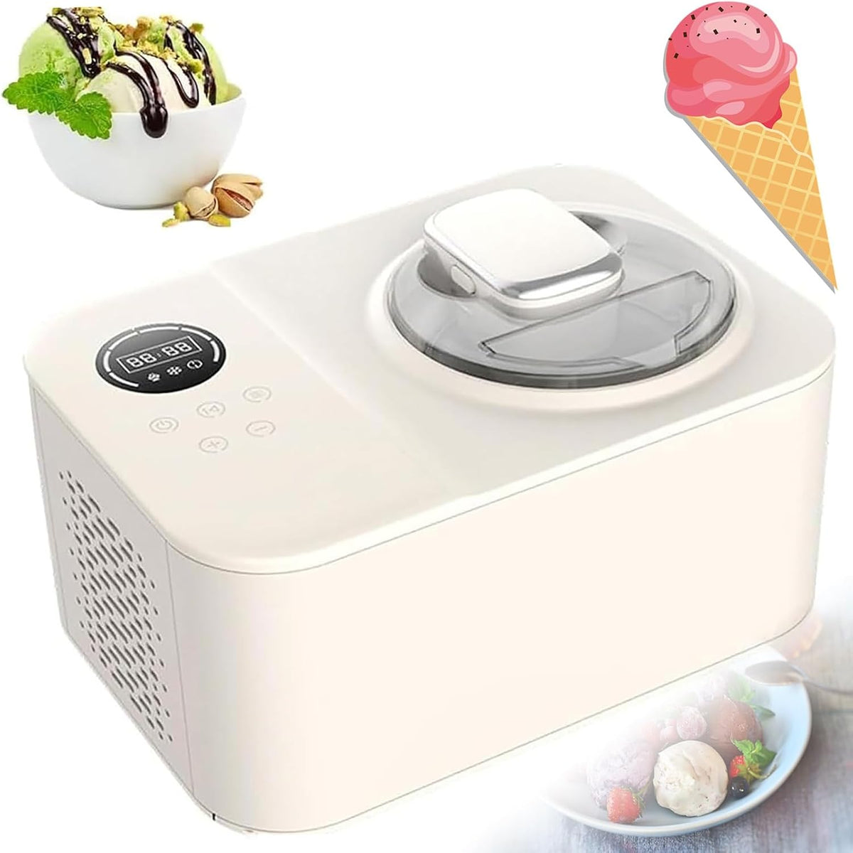 STWBHW sorbetière, 1,2 L, Noir, automatique, machine à glace sans pré-congélation, commande à écran tactile