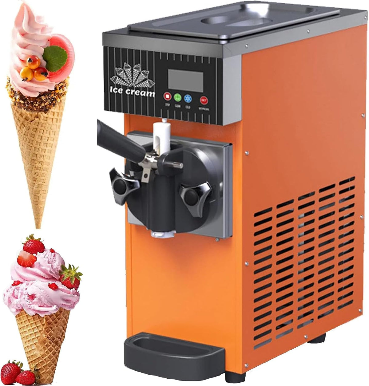 DPQYJPP sorbetière, 28, 20 x 40 x 51 mm, 5 kg, 2,5 L, 1 L, Acier inoxydable, blanc crème, orange, gris, violet, Machine Glace Italienne