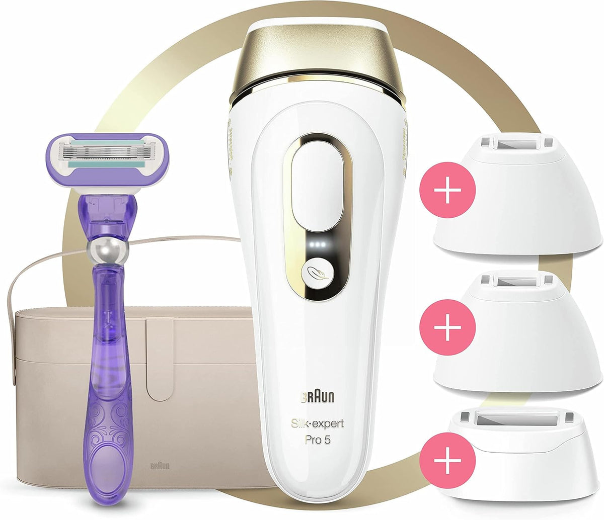Braun épilateur à lumière pulsée, Marron/Blanc/Doré, Silk·expert Pro 5, Blanc/Doré, Alternative À L'épilation Laser