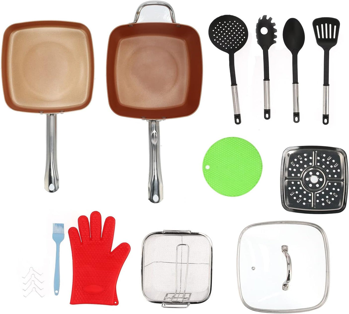 Batterie batterie de cuisine, Noir, de Cuisine antiadhésive en cuivre de 11 pièces pour la Cuisine à la Maison