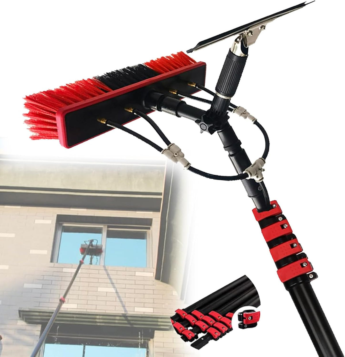 Zowdrix Manches télescopiques, 12 M, 3.6M, Alliage d'aluminium, PP, Noir, Brosse De Nettoyage De Vitres, èTres TéLescopique Extensible