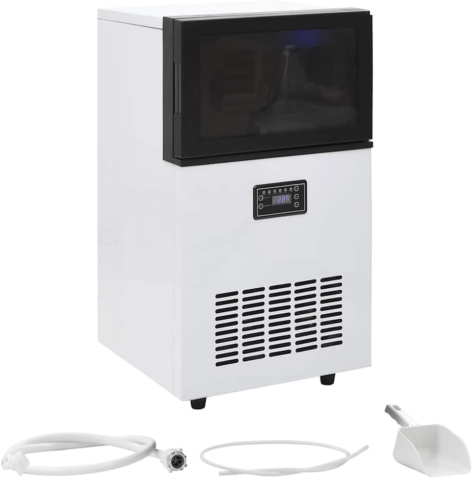 Kaloriko Machines à glaçons, 36 x 34,5 x 63 cm (L x l x H), 220-240 V~, 50 Hz, 45 kg, acier inoxydable, argenté