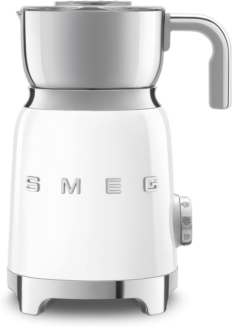 Smeg Mousseurs à lait automatiques, 600 ml, 500 W, Blanc, Mousseur à Lait Multifonction MFF11WHEU, Système à Induction