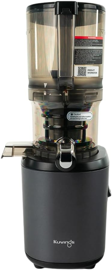 Kuvings Extracteurs de jus à vis simple, 1,7 L, Noir, Extracteur de jus AUTO6, Découpe fruits entiers, Extracteur de jus mains libres