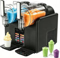 FJYAWEN Machines à granité, 2 X 2, Noir, Machine à Granités Double Cuve l, Ice Cream Maker, 7 Programmes, Compresseur De Congélation Rapide