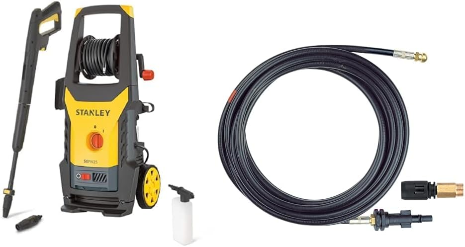 Stanley nettoyeur haute pression, 2500 W, 170 Bar, 500 l, 16 m, Noir, SXPW25E (, /h) & Déboucheur de Canalisations pour ( )