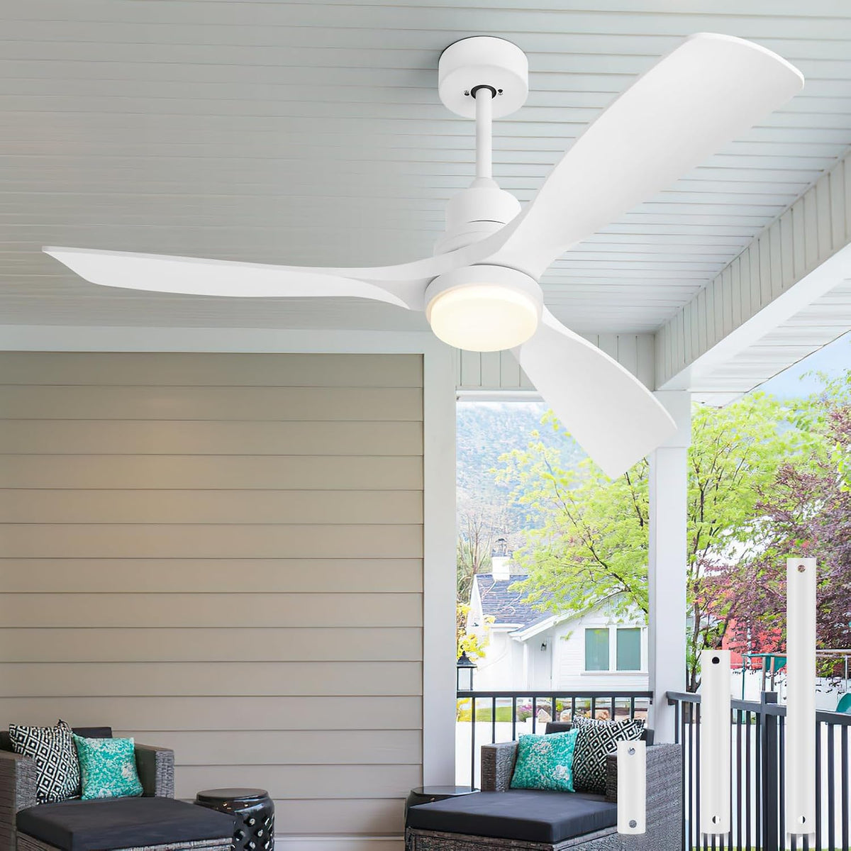 Forrovenco Ventilateurs de plafond avec lampe intégrée, 132 cm, Blanc, Ventilateur Plafond avec Lumiere Telecommande 3 Pales